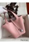 Hermes Picotin Lock 18 Handmade Bag in Rose Sakura Clemence Leather
