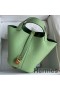 Hermes Picotin Lock 18 Handmade Bag in Vert Criquet Clemence Leather