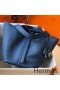Hermes Picotin Lock 22 Bag In Blue Agate Clemence Leather