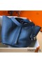 Hermes Picotin Lock 22 Bag In Blue Agate Clemence Leather