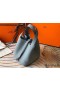 Hermes Picotin Lock 22 Bag In Blue Lin Clemence Leather