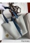 Hermes Picotin Lock 22 Bicolor Handmade Bag in Gris Mouette and Blue Agate Swift Leather