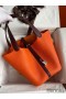 Hermes Picotin Lock 22 Bicolor Handmade Bag in Orange and Burgundy Swift Leather