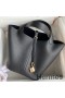 Hermes Picotin Lock 22 Handmade Bag in Black Clemence Leather