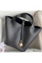 Hermes Picotin Lock 22 Handmade Bag in Black Clemence Leather