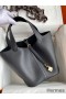 Hermes Picotin Lock 22 Handmade Bag in Black Clemence Leather