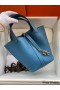 Hermes Picotin Lock 22 Handmade Bag in Blue Jean Clemence Leather