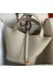 Hermes Picotin Lock 22 Handmade Bag in Pearl Grey Clemence Leather