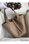 Hermes Picotin Lock 22 Handmade Bag in Taupe Clemence Leather