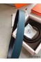 Hermes Quizz 32mm Reversible Belt In Blue Clemence Leather