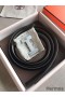 Hermes Quizz 32mm Reversible Belt In Grey Clemence Leather
