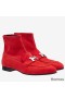 Hermes Red Suede Saint Honore Ankle Boots