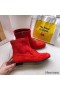 Hermes Red Suede Saint Honore Ankle Boots