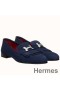 Hermes Royal Loafers In Blue Suede Leather
