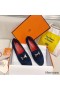 Hermes Royal Loafers In Blue Suede Leather