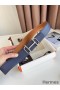 Hermes Royal Reversible Belt 38MM in Blue and Gold Epsom Calfskin