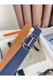 Hermes Royal Reversible Belt 38MM in Blue and Gold Epsom Calfskin