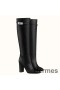 Hermes Story Boots In Black Calfskin Leather