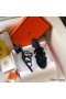 Hermes Tandem Sandals In Black Lambskin