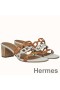 Hermes Tandem Sandals In Brown/White Lambskin