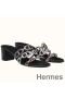 Hermes Tandem Sandals In Gold/Silver Lambskin