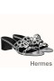 Hermes Tandem Sandals In Silver Metallic Calfskin