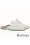 Hermes Tangeria Mules In White Calfskin