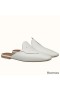 Hermes Tangeria Mules In White Calfskin