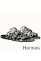 Hermes Thalassa Sandals In Silver Metallic Calfskin
