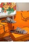 Hermes Thalassa Sandals In Silver Metallic Calfskin