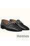 Hermes Time Loafers In Black Goatskin