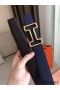 Hermes Tonight 38MM Reversible Belt In Navy/Black Epsom Leather