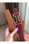 Hermes Tonight 38MM Reversible Belt In Ruby/Gold Epsom Leather