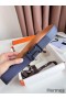 Hermes Tonight Reversible Matte Belt 38MM in Blue and Gold Epsom Calfskin