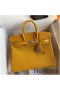 Hermes Touch Birkin 25 Bag In Yellow Shiny Niloticus Crocodile Skin