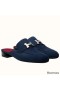 Hermes Trocadero Mules In Blue Suede