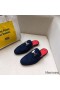 Hermes Trocadero Mules In Blue Suede