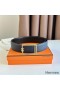 Hermes Tube H Reversible Belt 38MM in Blue Clemence Leather