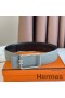 Hermes Tube H Reversible Belt 38MM in Grey Clemence Leather