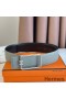 Hermes Tube H Reversible Belt 38MM in Grey Clemence Leather