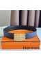 Hermes Typo Reversible Belt 32MM in Blue Epsom Calfskin