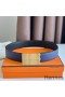 Hermes Typo Reversible Belt 32MM in Blue Epsom Calfskin