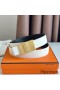 Hermes Typo Reversible Belt 32MM in White Epsom Calfskin