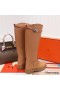 Hermes Variation Boots In Brown Calfskin