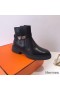 Hermes Veo Ankle Boots In Black Calfskin