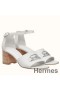 Hermes Viaggio 60MM Sandals In White Leather