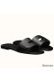 Hermes View Sandals In Black Calfskin leather