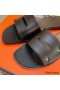 Hermes View Sandals In Black Calfskin leather