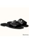 Hermes View Sandals In Black Patent leather