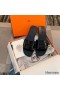 Hermes View Sandals In Black Patent leather